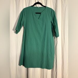 Green Shift Dress - Solid Emerald